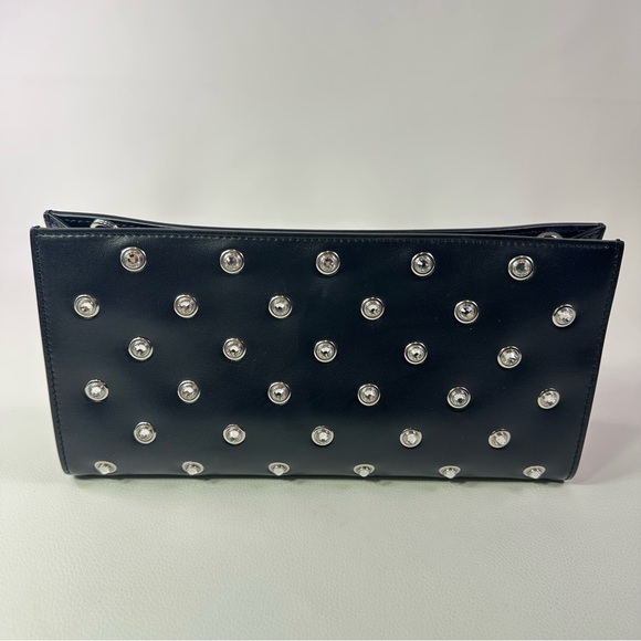 NEW! Versace Crystal Medusa 95 Studded Clutch Black Lamb Leather - Picture 5 of 12